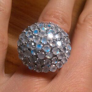Moon Glow Moonstone Sterling Silver Victorian Moonlight Ring (Size 6)